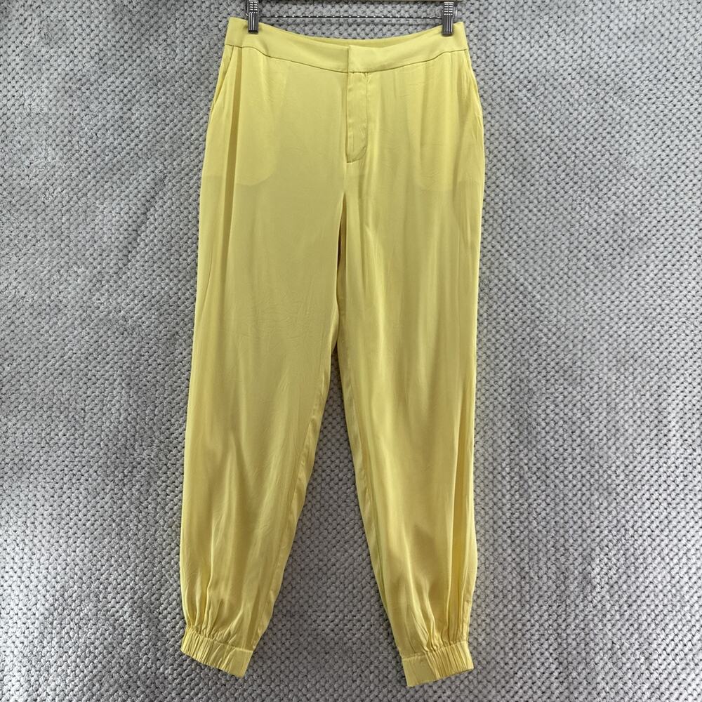 Equipment Pants Womens 6 Yellow Silk Joggers Pockets Mid Rise